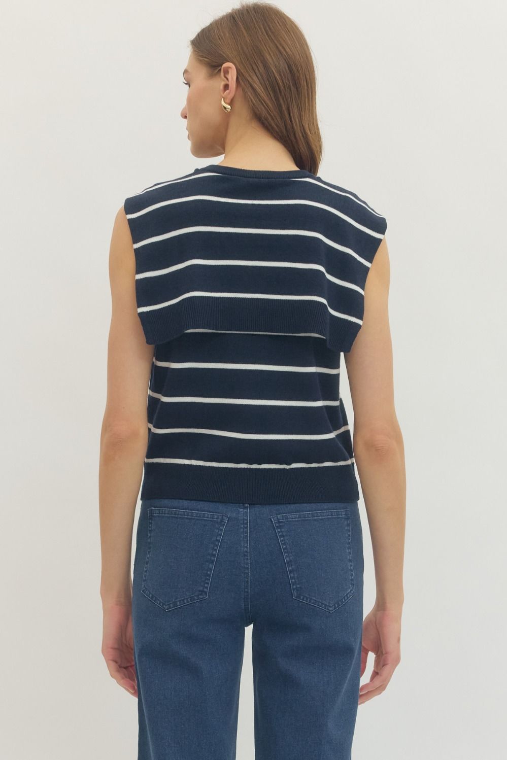 Ocean Line Sweater Tank By Entro