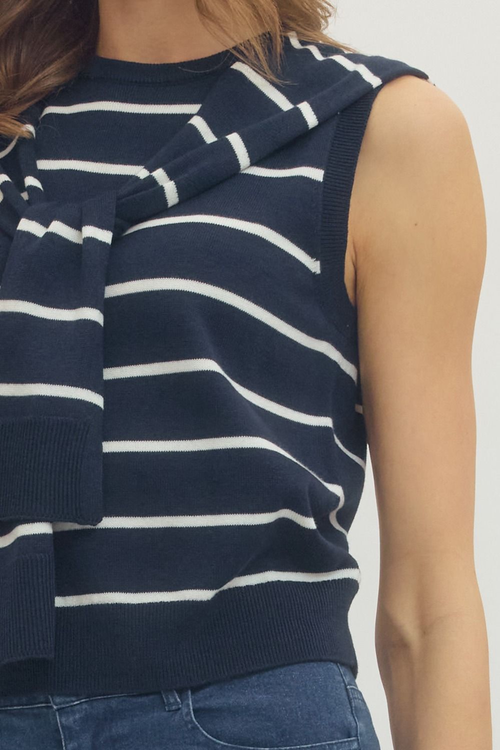Ocean Line Sweater Tank By Entro