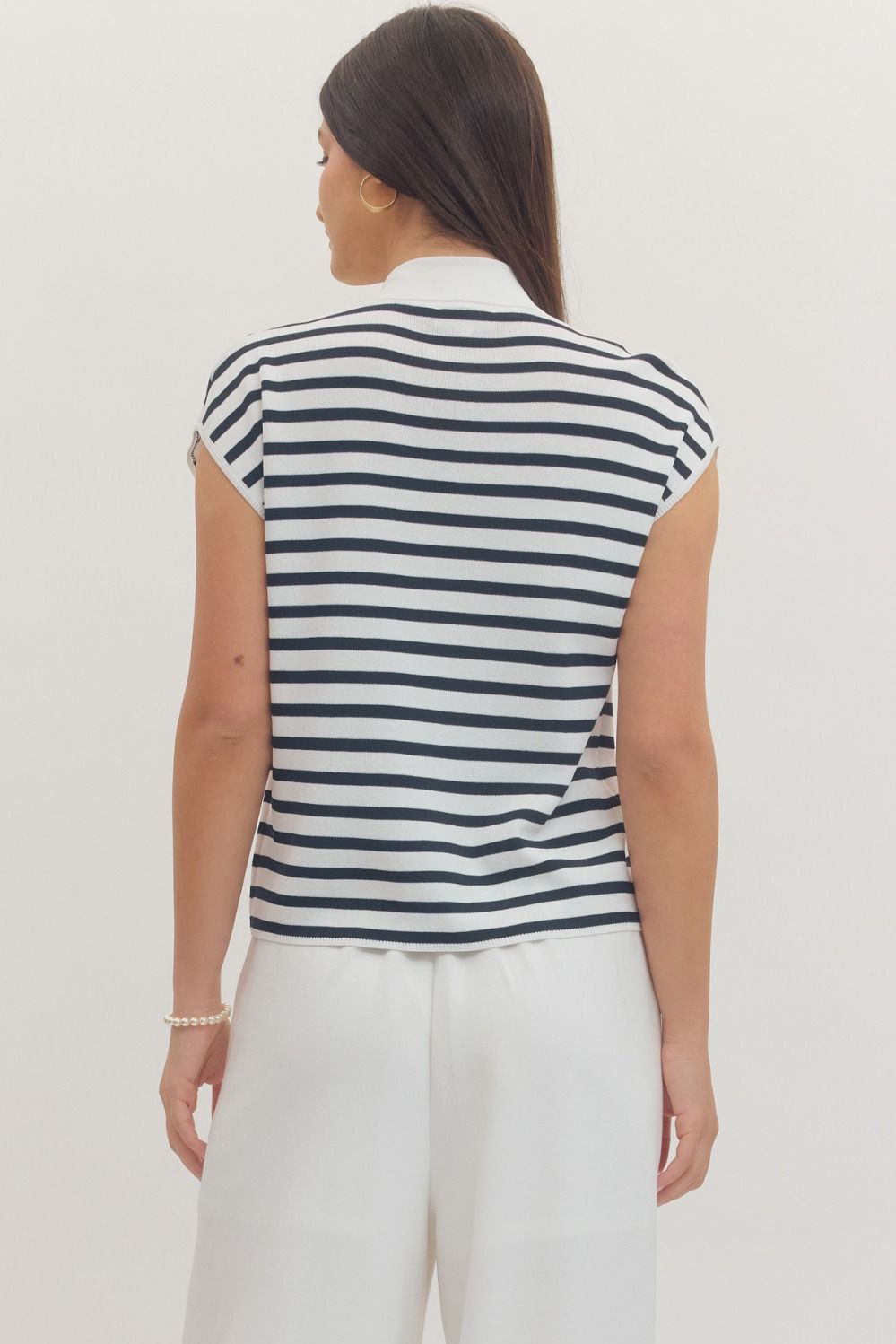 Sail Away Stripe Tie Top By Entro