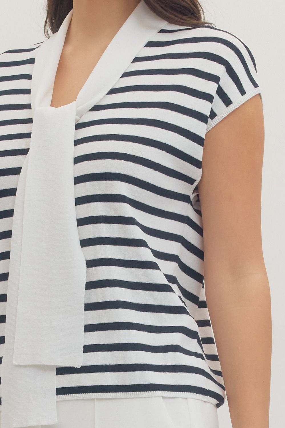 Sail Away Stripe Tie Top By Entro