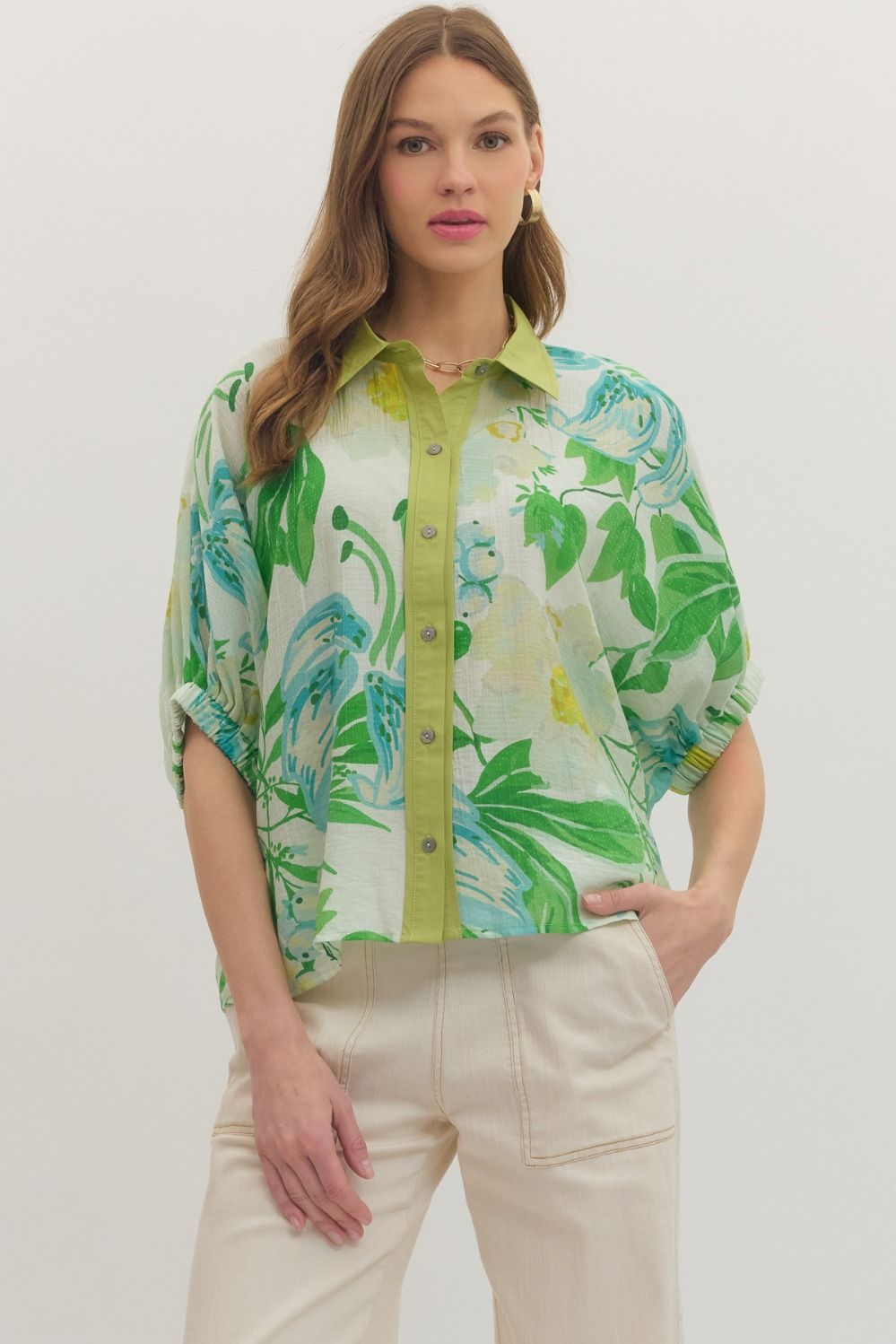 Palm Breeze Botanical Top By Entro