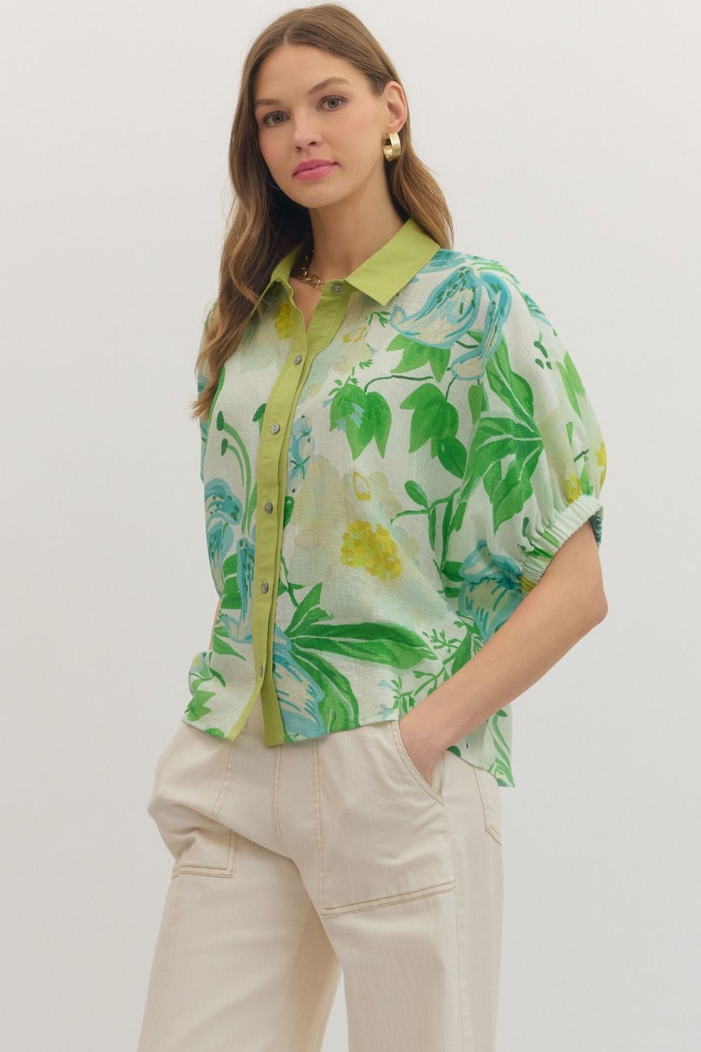 Palm Breeze Botanical Top By Entro