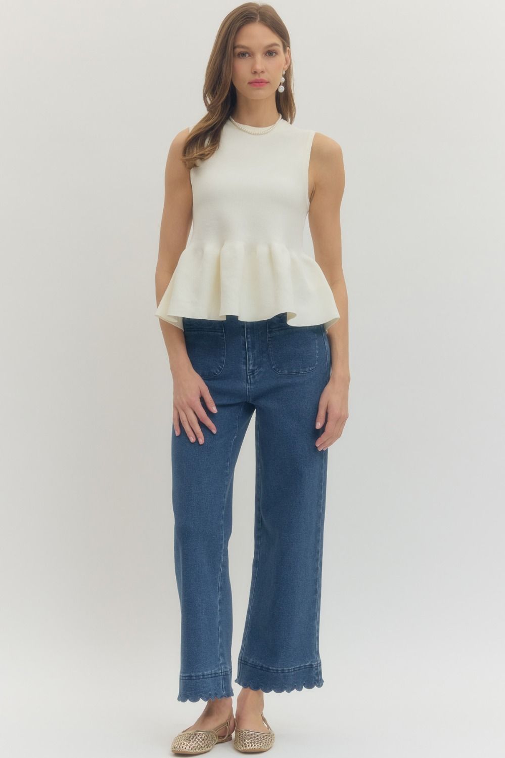 Ivory Elegance Peplum Top By Entro