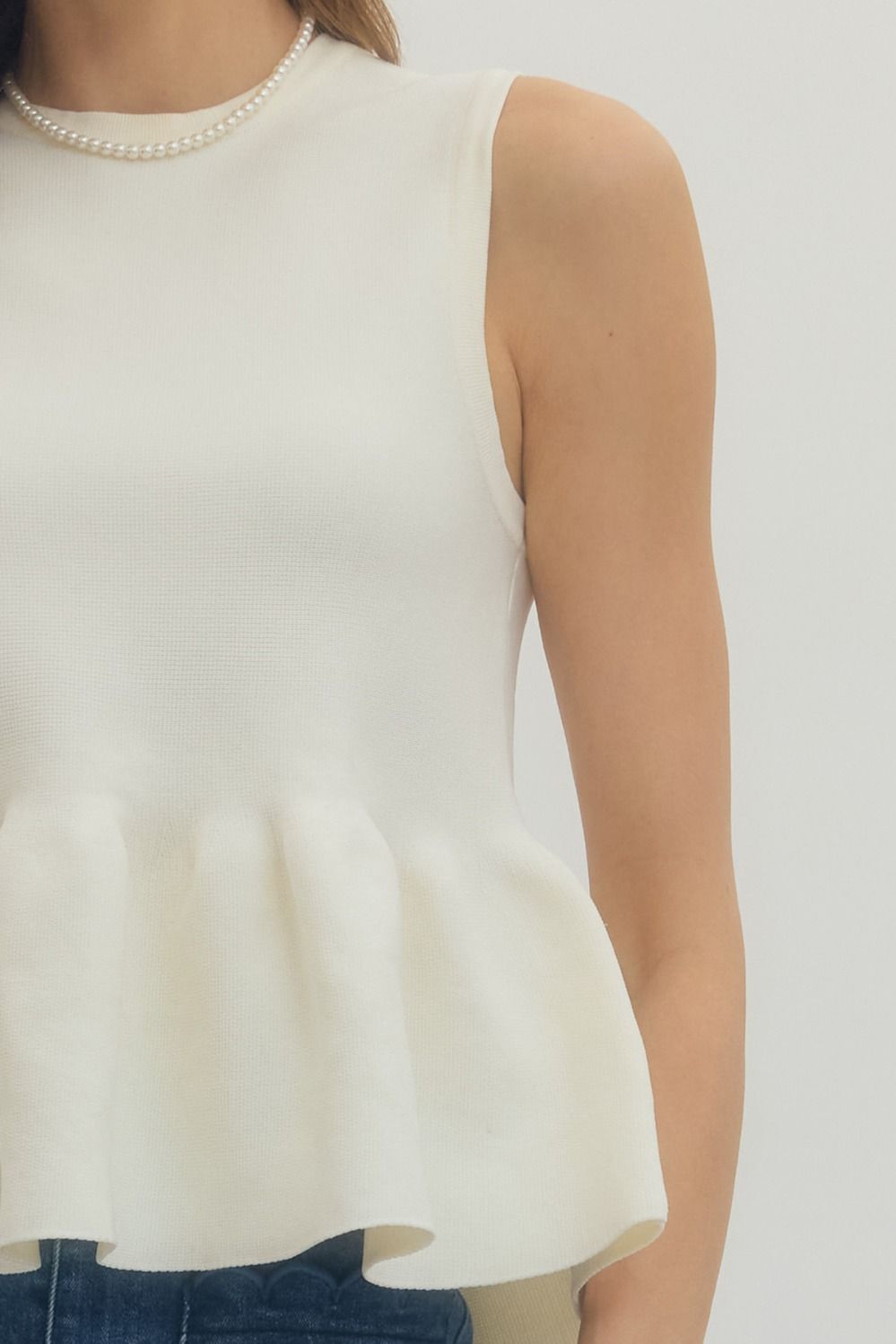 Ivory Elegance Peplum Top By Entro