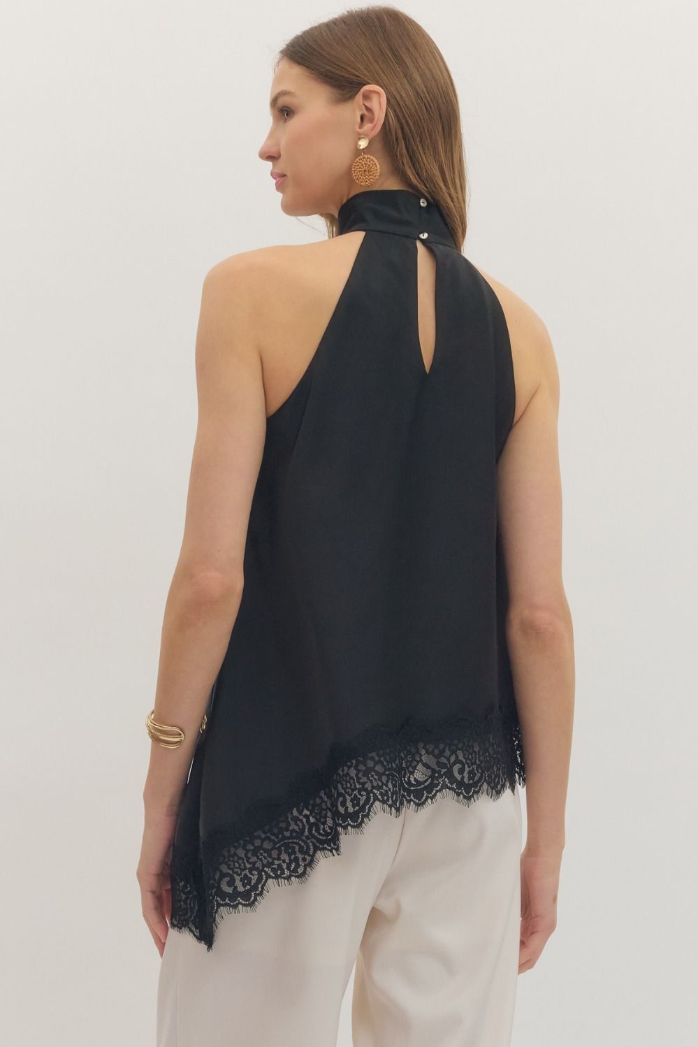 Lace Whisper High Neck Top By Entro