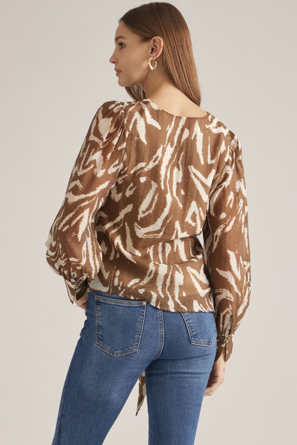 Wildly Yours Printed Tie-Front Blouse