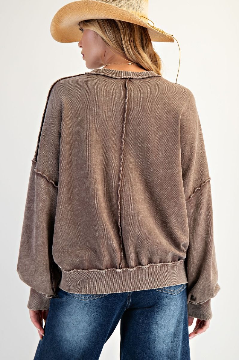 Mineral Washed Pullover w/ Pockets By Easel