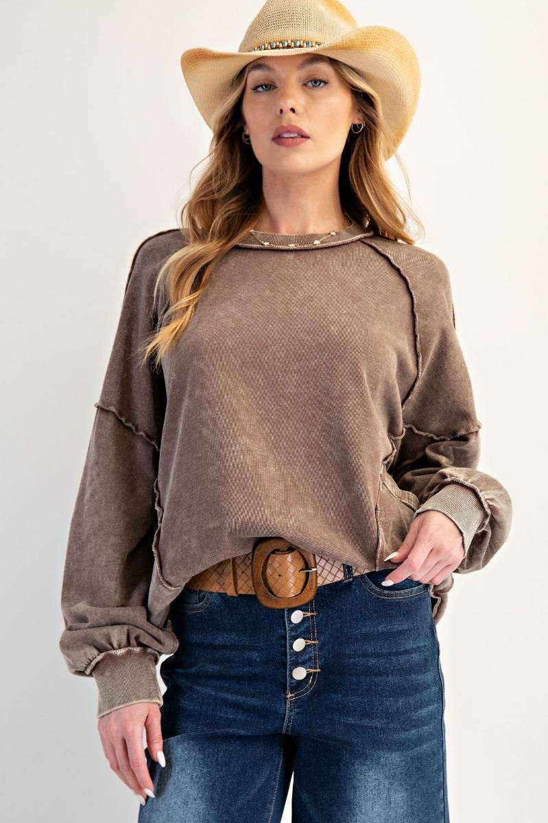 Mineral Washed Pullover w/ Pockets By Easel