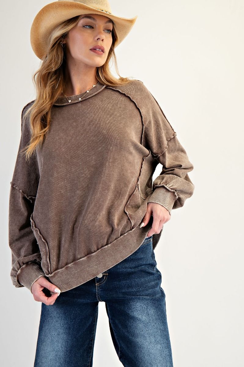 Mineral Washed Pullover w/ Pockets By Easel