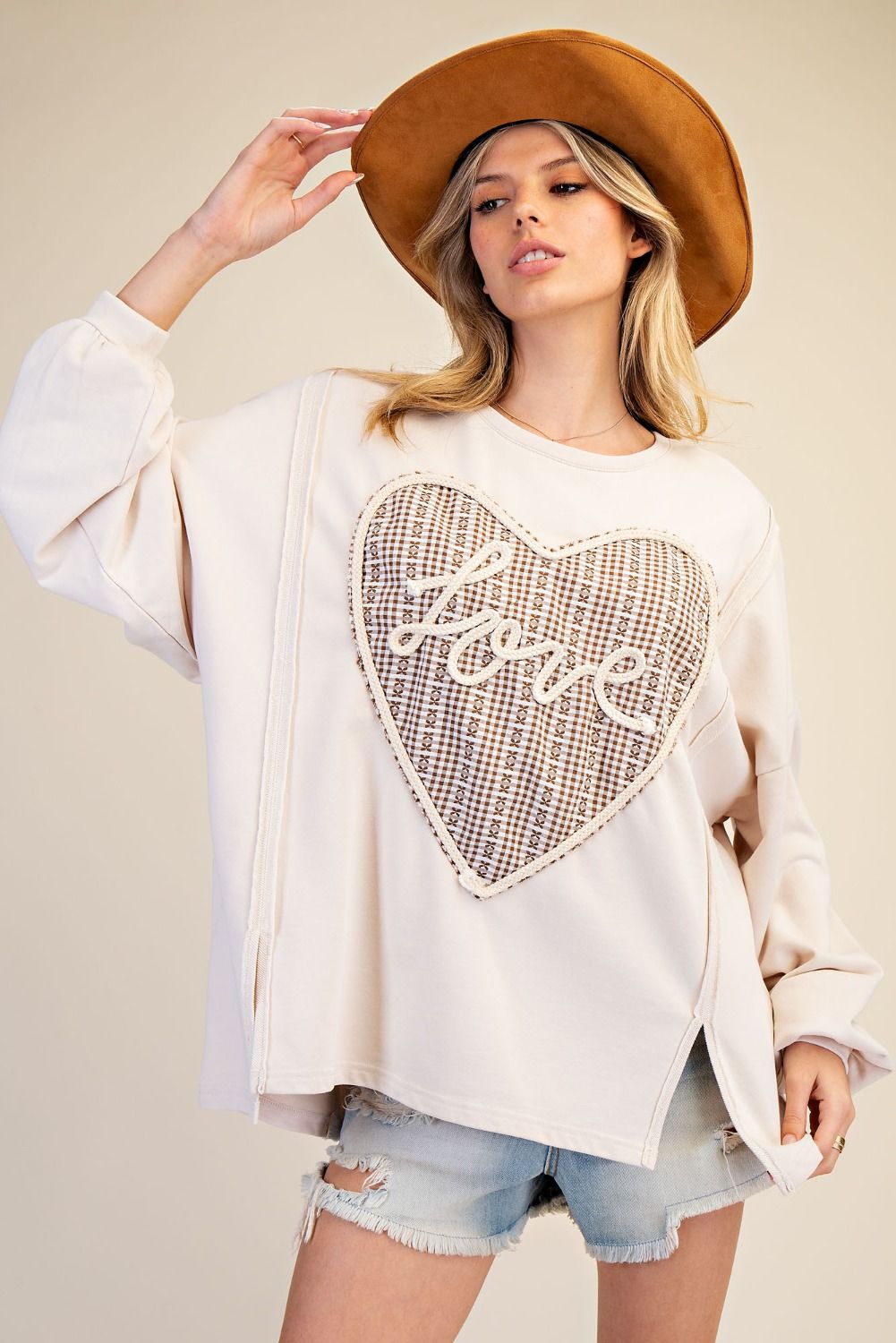 Love Notes Gingham Heart Sweatshirt By Easel