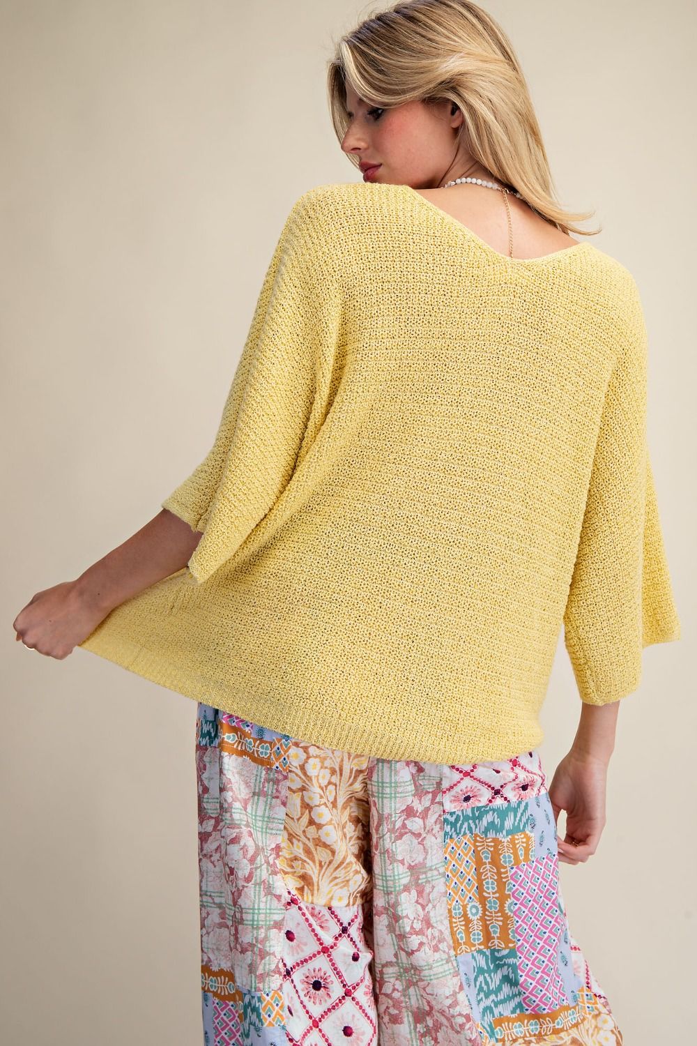 Women’s lightweight butter, yellow sweater, perfect for layering