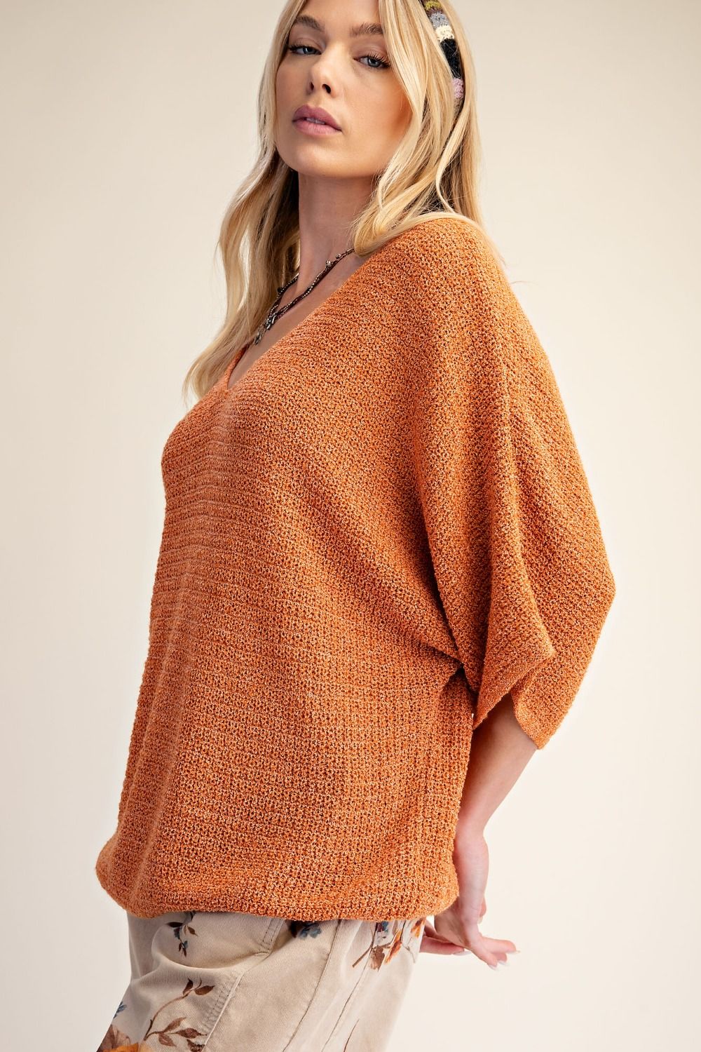 Rust oversize knit sweater top perfect for layering