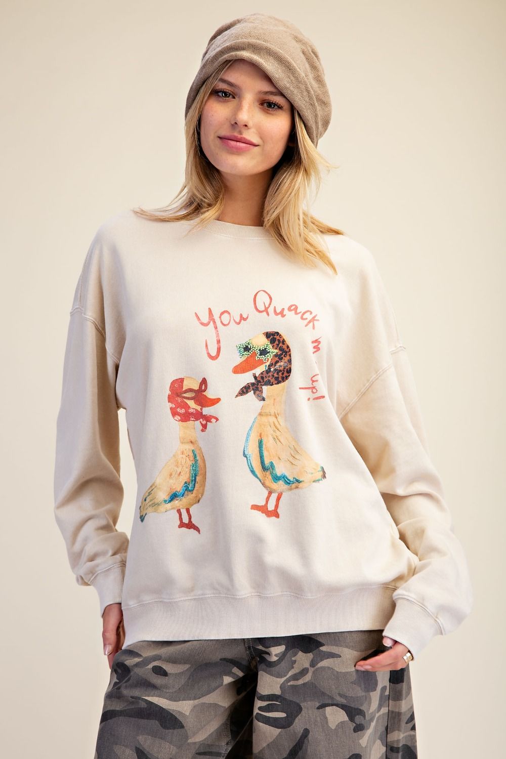 Quack Me Up Washed Graphic Sweatshir