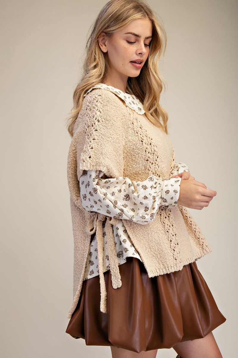 Sweater Knitted Poncho By Easel
