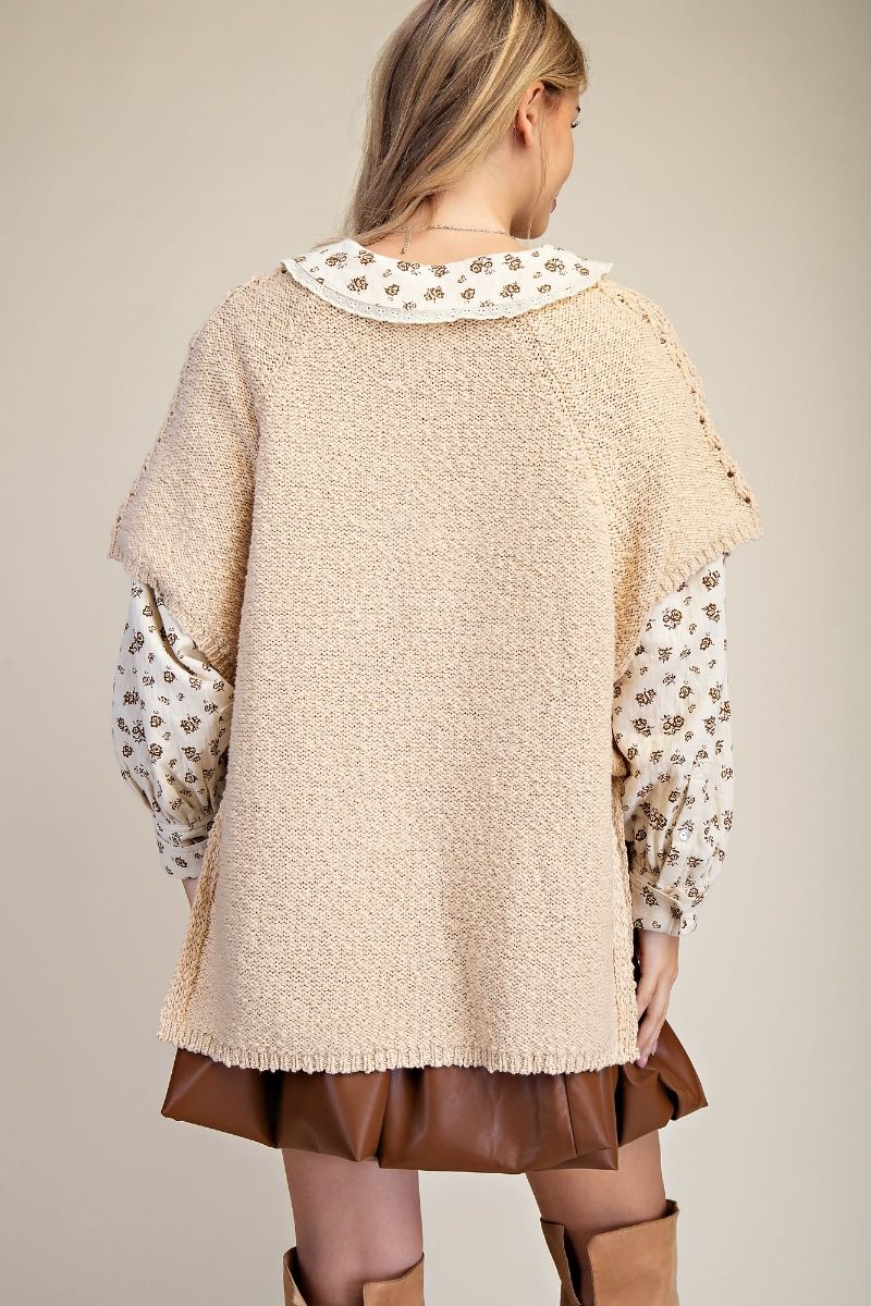 Sweater Knitted Poncho By Easel