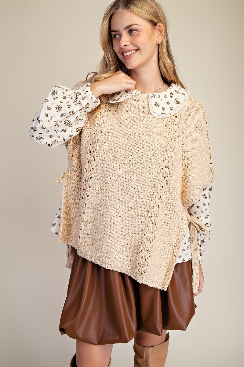 Sweater Knitted Poncho By Easel