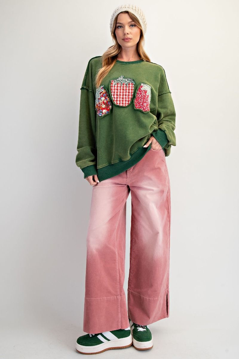 Strawberry Patches Terry Pullover By Easel