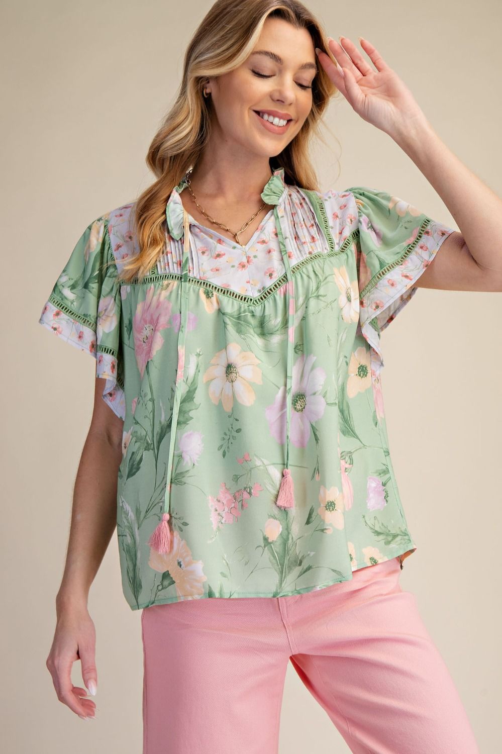 Sage Blossom Breeze Top By Easel
