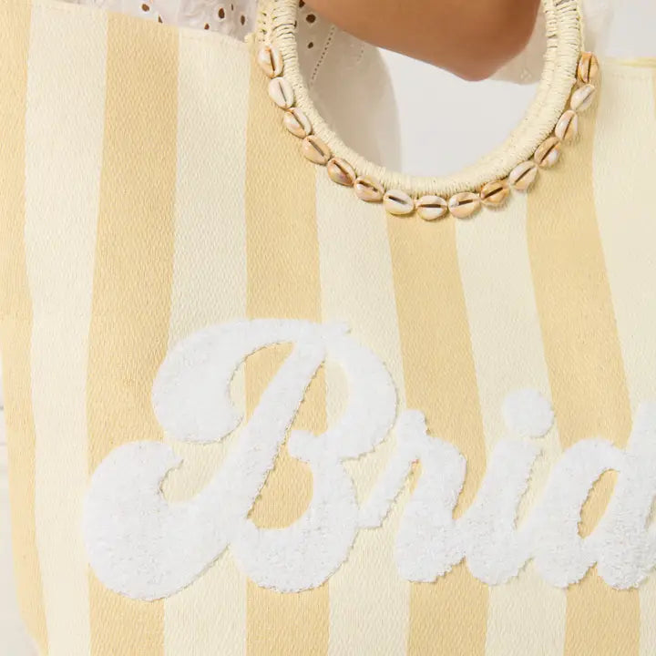 "Bride" Stripe Tote By Shiraleah