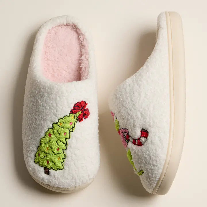 Grinch Christmas Tree Holiday Slippers Christmas