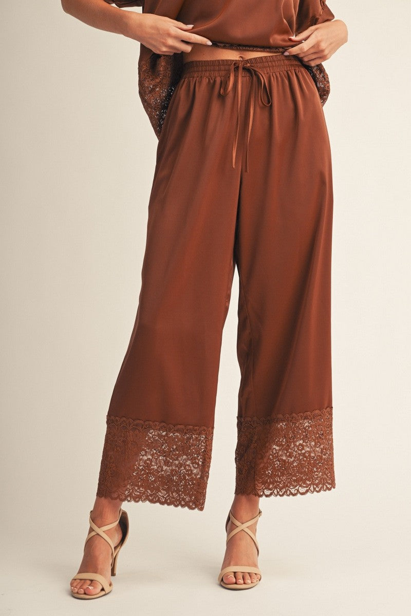 Cocoa & Lace Satin Lounge Set