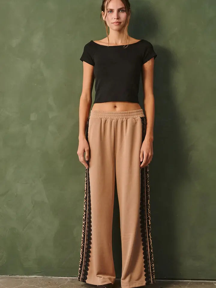Lace Side-Stripe Sweatpants