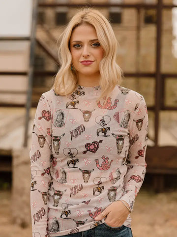 Xoxo Rodeo Mesh Top By Sterling Kreek