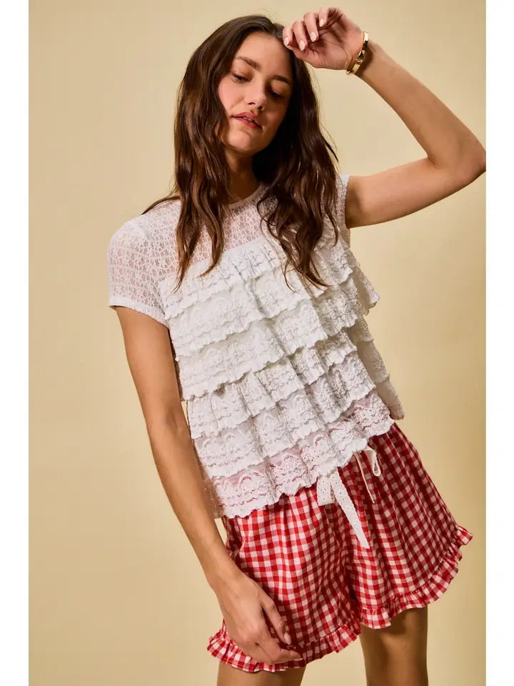 Picnic Ruffle Gingham Shorts By So Me