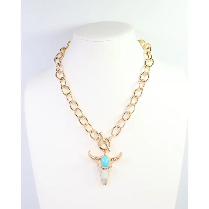 Tombstone Bull Necklace Gold By Caroline Hill
