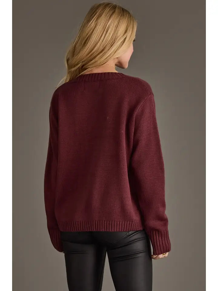Wine Season Knit Sweater By Panache