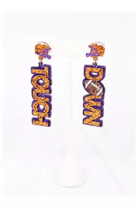 Touchdown Glitter Earring Orange Purple