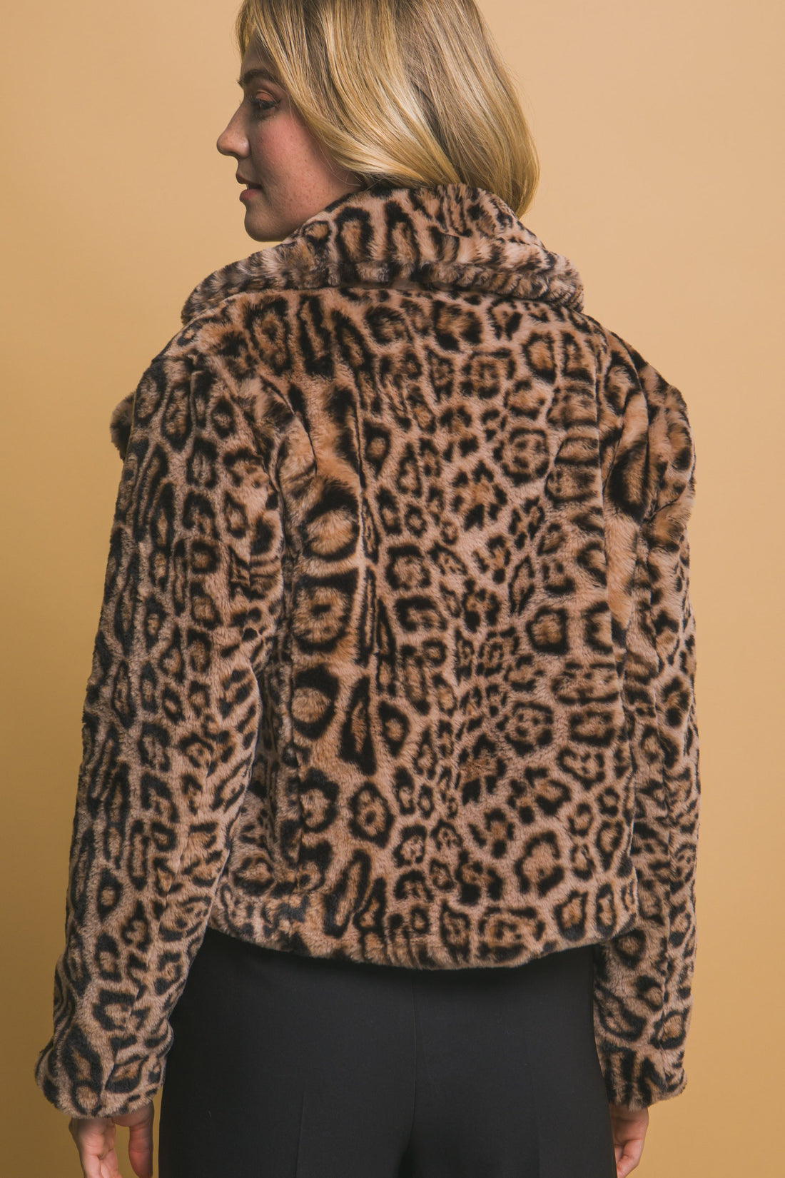 Leopard Print Faux Fur Jacket By Love Tree