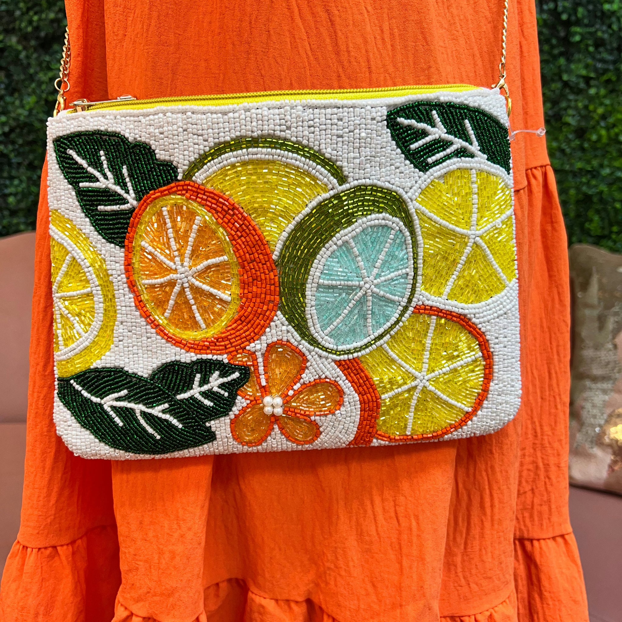 Citrus Fruit Beaded Bag