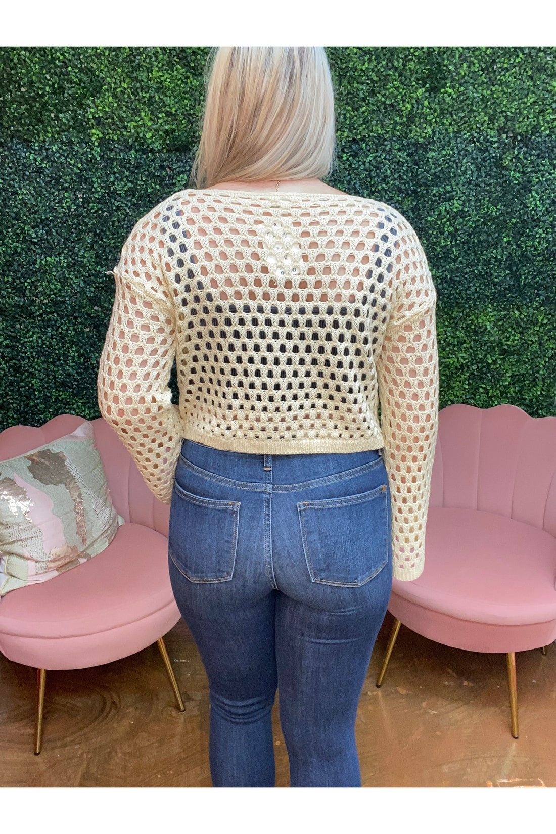 Crochet Long Sleeve Crop Top