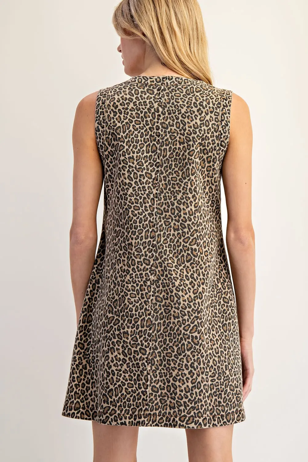 Leopard Button Down Front Mini Dress By Eesome