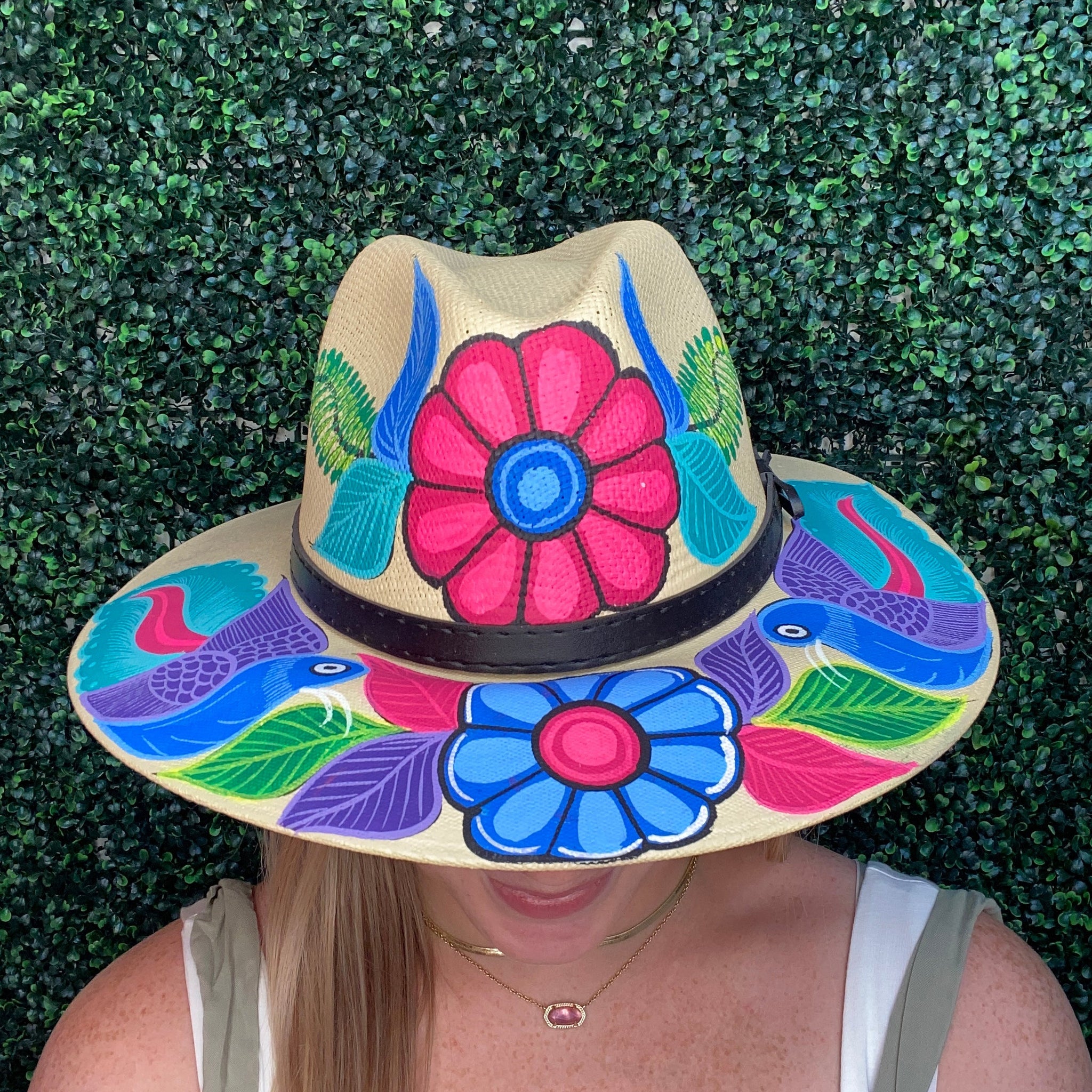 Hand Painted Floral Hat