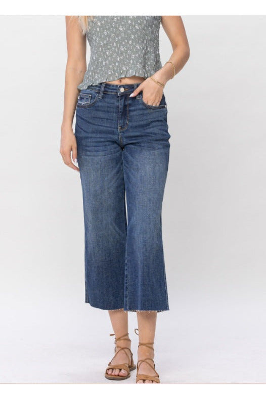 Judy Blue Embroidery Crop Wide pants