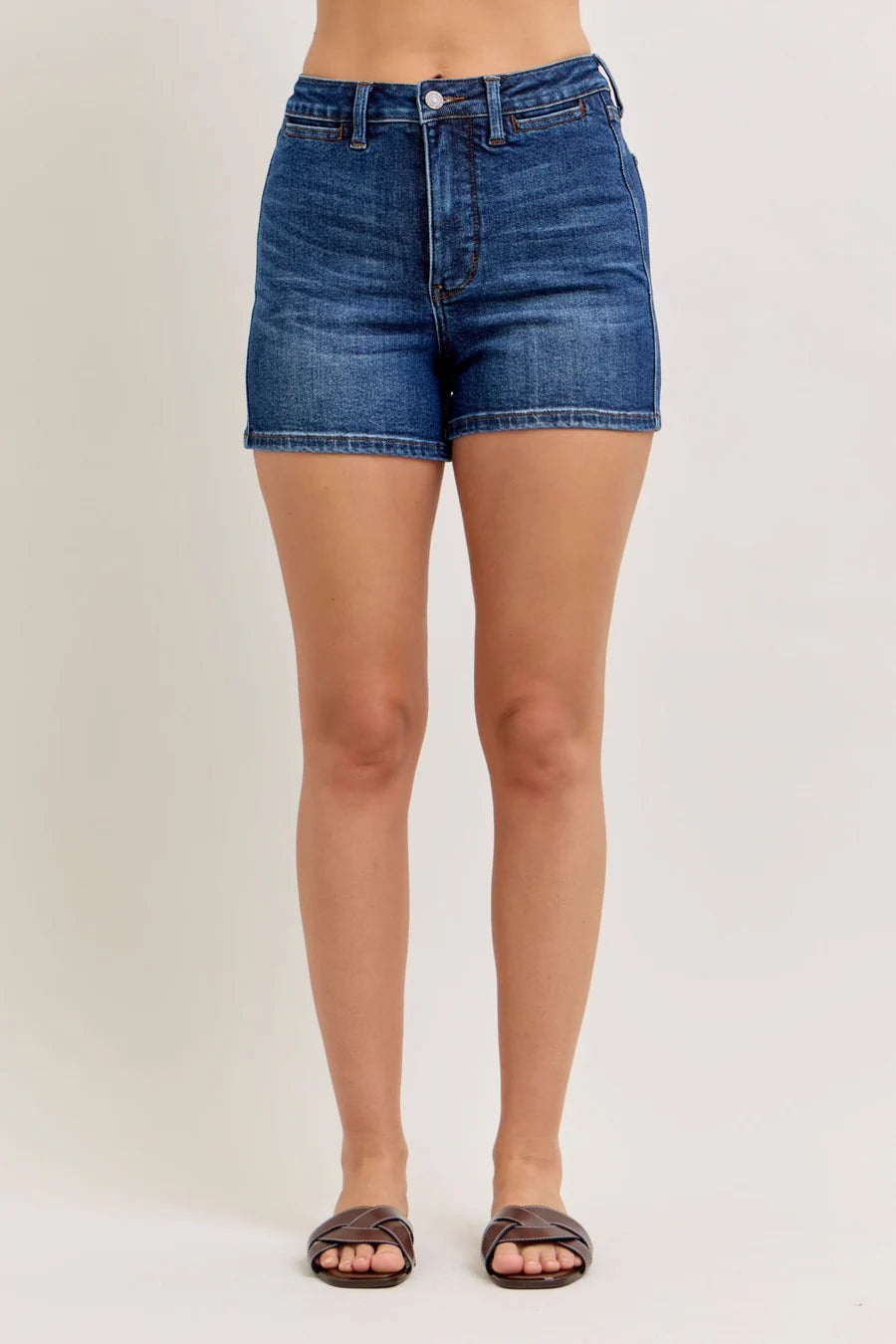 Judy Blue High Waist Tummy Control Slim Denim Shorts Curvy 150351