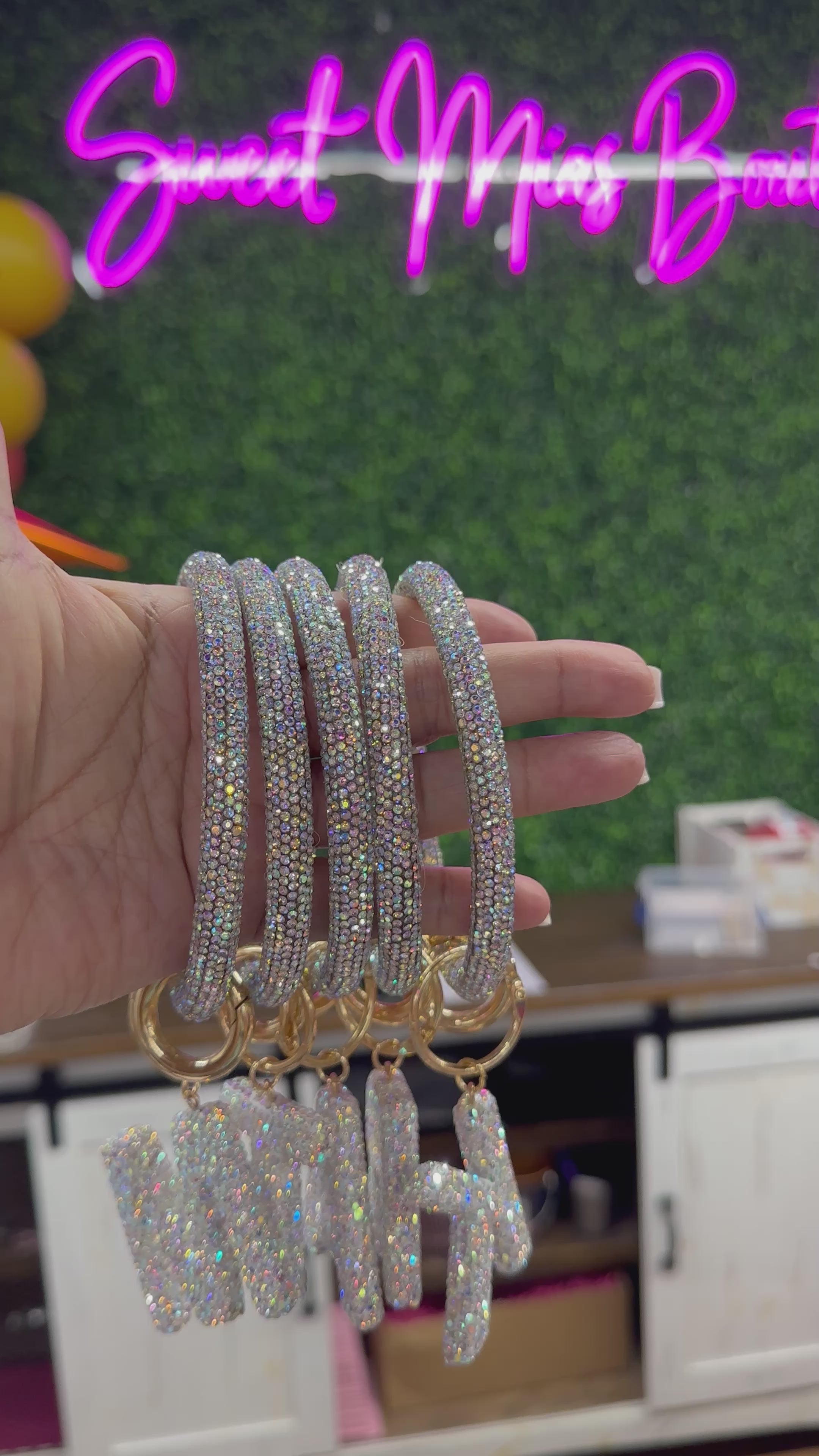 Rhinestone wristlet with letter