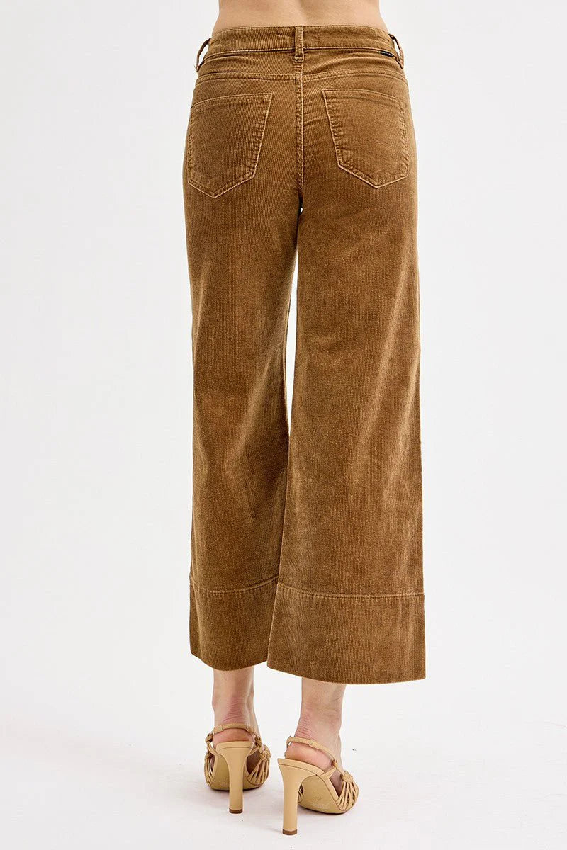 Risen Teddy Bear High Rise Crop wide Corduroy Pants