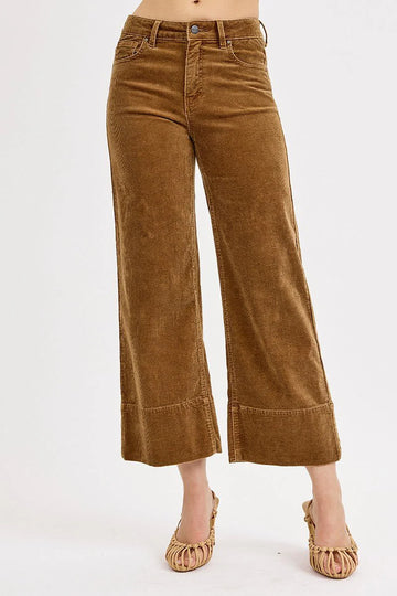 Risen Teddy Bear High Rise Crop wide Corduroy Pants