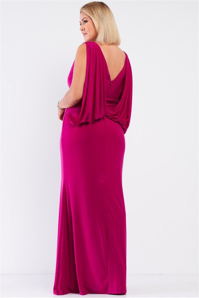 Draped Back V-Neck Sleeveless Maxi Dress