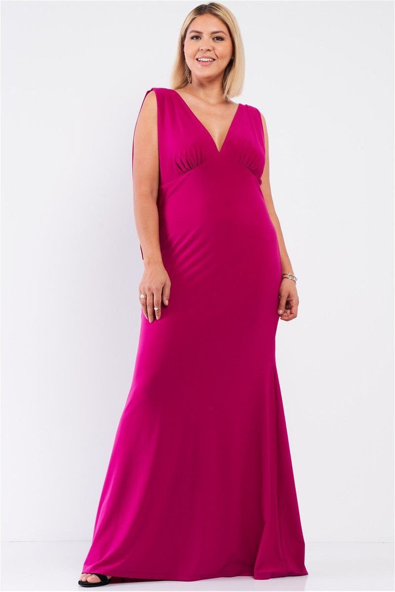 Draped Back V-Neck Sleeveless Maxi Dress