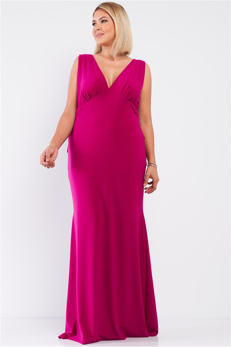 Draped Back V-Neck Sleeveless Maxi Dress