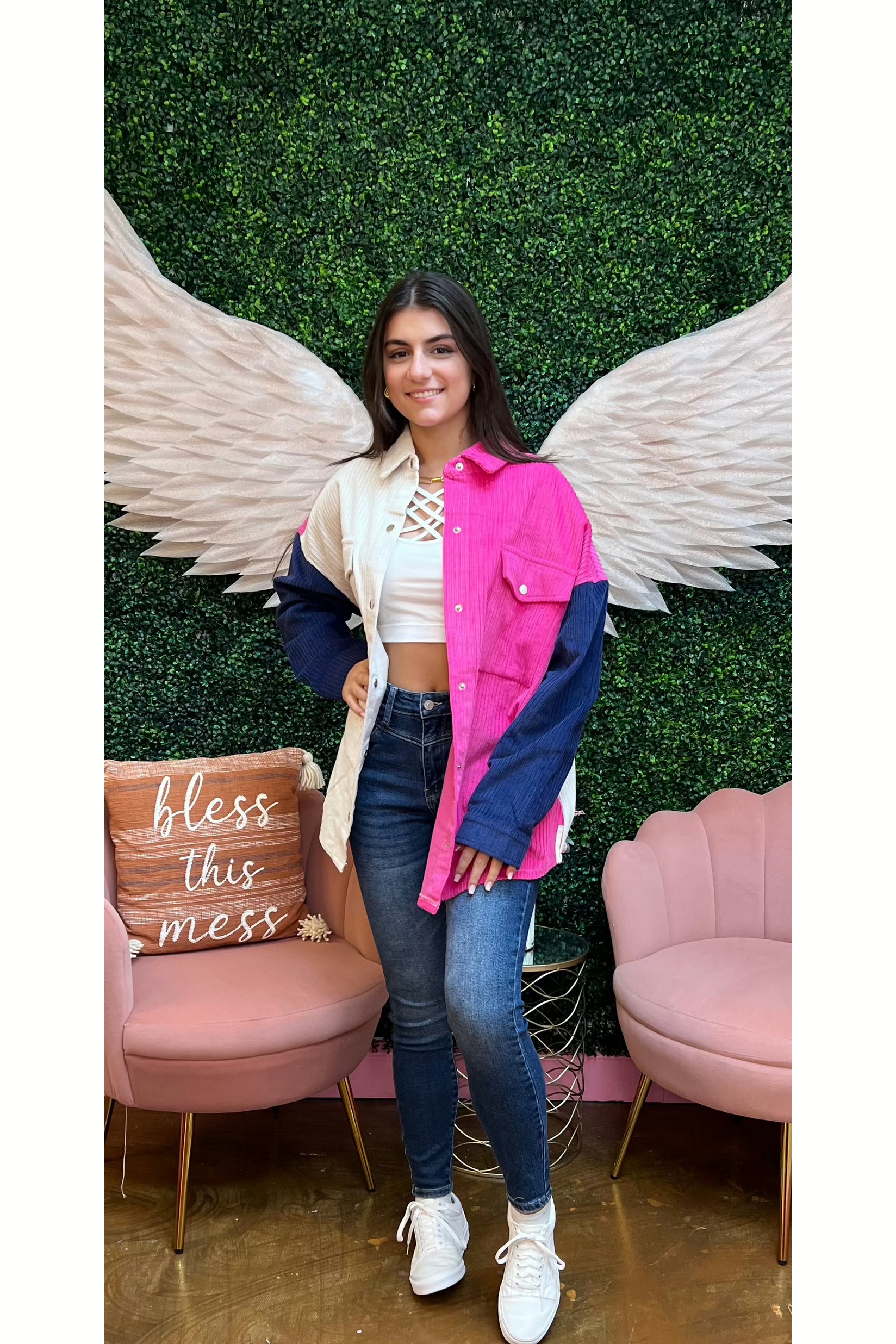 Color block corduroy jacket