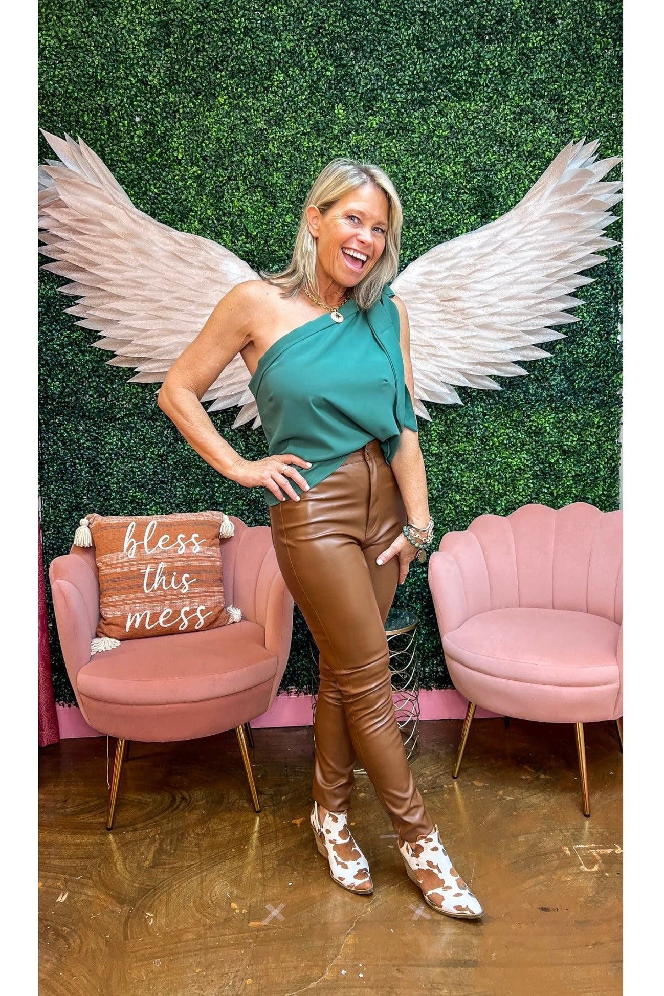 Hidden gem faux leather pants