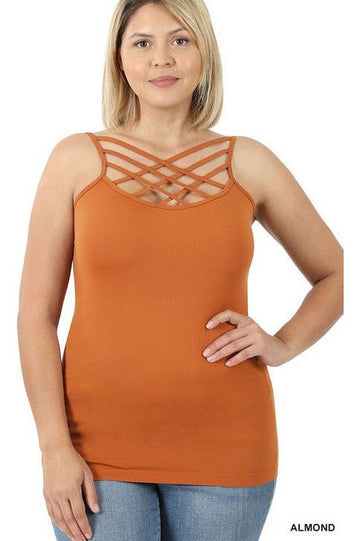ZENANA PLUS SEAMLESS TRIPLE CRISS-CROSS FRONT CAMI
