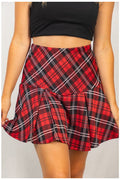 High Waisted Plaid Knit Skort