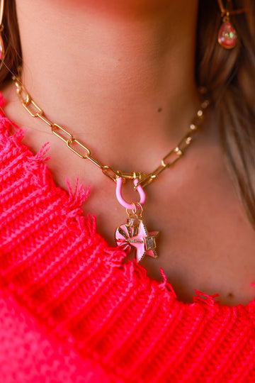 Treasure Jewels Horseshoe Pink Charms Necklace