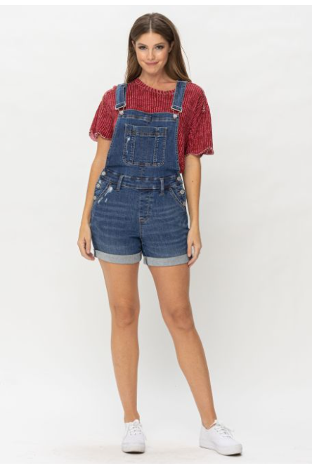 Judy Blue Alexandra Double Cuffed Shorts Overall